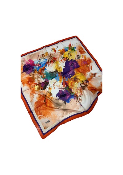 İpekal 90 X 90 İpek Vual İnce Eşarp - 04883 - 90 X 90 / Turuncu - Somon Turuncu - Somon