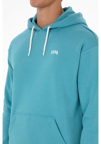 U.S. Polo Assn. Erkek Oversize Fit Kapüşonlu Şardonlu Mint Basic Sweatshirt 50313782-VR152