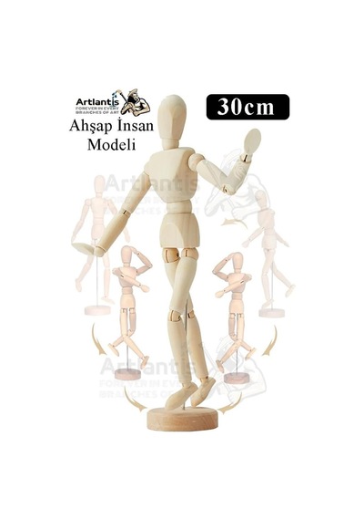 Ahşap İnsan Modeli 30 Cm 1 Paket İnsan Figürlü Ahşap Model Manken Resim Ressam Eğitimi Tahta Adam Kukla Stilist Genel