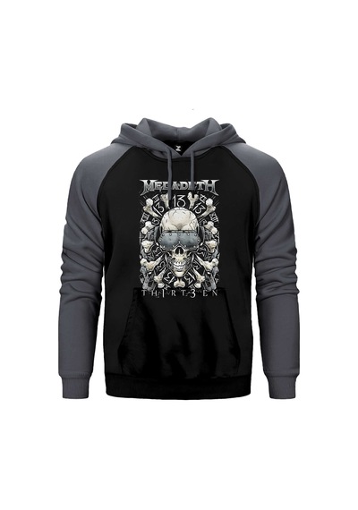 Megadeth Th1rt3en Gri Renk Reglan Kol Sweatshirt / Hoodie