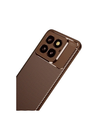 Tedar Xiaomi Mi 14t Pro Kılıf Auto Focus Karbon Kapak - Kahverengi Najmaddin standart