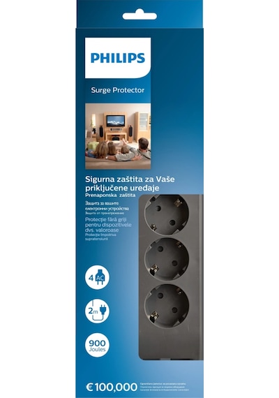 Phılıps Spn3140a/62 4 Soket Akım Korumalı Priz 900 Joules 2mt Kablo Gri 1923 Diğer