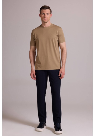 Erkek Vizon Regular Fit Bisiklet Yaka T-shirt