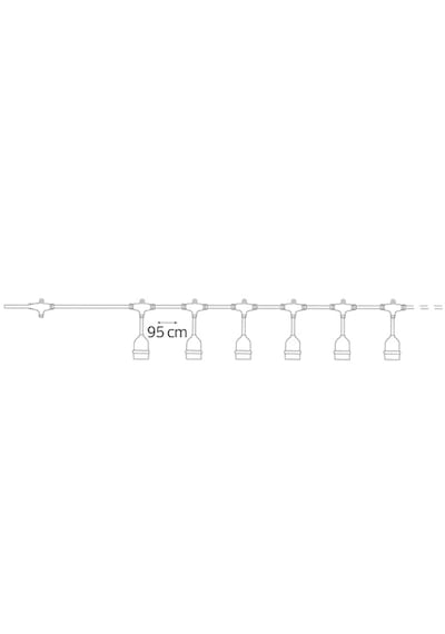 Sekizgen Led Kırılmaz Rustik Led Ampullü Eklenebilir 10 Metre 10 Duy Organizasyon Parti Bahçe Düğün Sıralı Zincir Aydınlatma