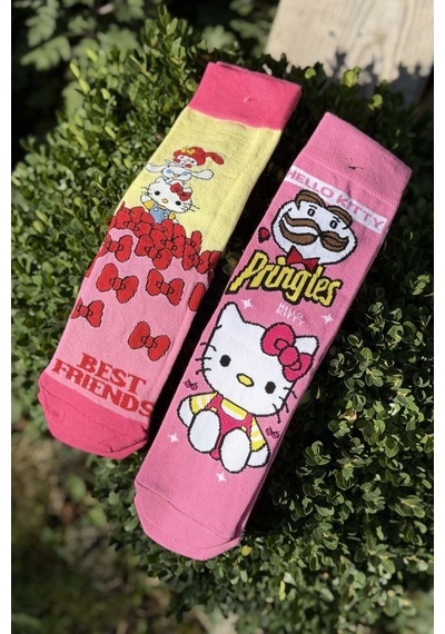 Lousocks Unisex Hello Kitty Pembe 2'li Soket Çorap