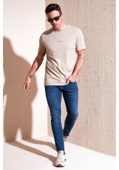 Buratti % 100 Pamuk Bisiklet Yaka Regular Fit Erkek T Shirt 5902757 Vizon
