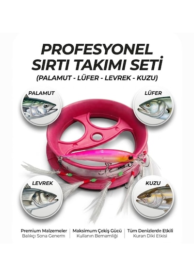 Efsane Sırtı Takımı Tekne Avcılığı Simli 6 Köstekli Horoz Tüyü Çapari - Palamut - Lüfer - Levrek - Kuzu - Torik