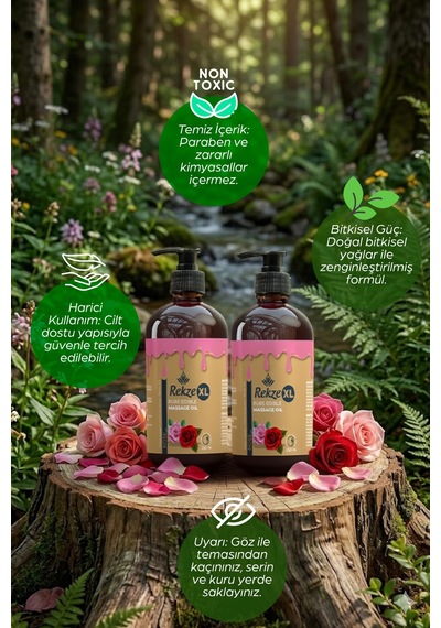2 Adet Büyük Boy Gül Aromalı Vücut Aromaterapi Masaj Yağı 250 Ml - 581476609