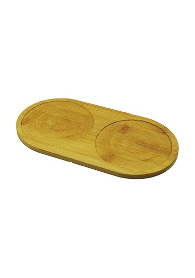 Yuvarlak Ahşap Bambu 2 Bölmeli Yağdanlık Altlık 12x23.5cm 4434