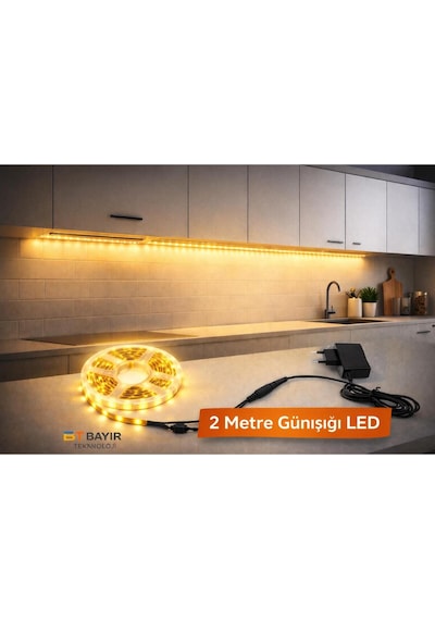 Mutfak Tezgah Üstü Için 2 M Günışığı Şerit Led12v Adaptör Tak Çalıştır Aç Kapa Anahtar