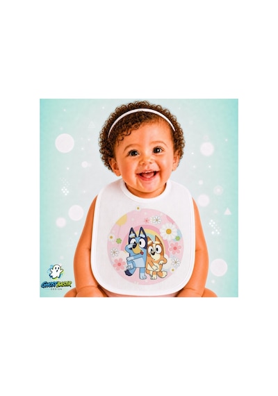 Bluey Keten Bebek Mama Önlüğü Yumuşak - Emici - Yıkanabilir - Özel Tasarım P017 Çok Renkli