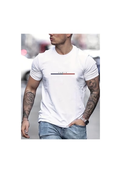 Caddemia Yaz Gevşek Fit Baskılı Tişört Tops Moda Yüksek Kalite Kısa Kollu Gevşek Spo Beyaz 2XL