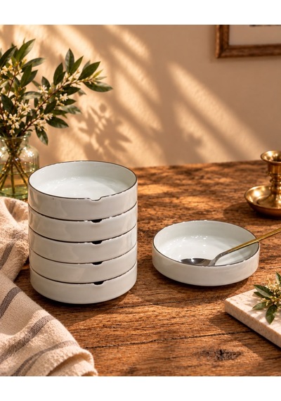 6lı Porselen Dali Platin Çorba Kasesi-7782 Çok Renkli