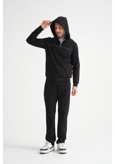 Shooter Sportswear Shooter Premium Dik Yaka Rahat Form Klasik Paça Erkek Eşofman Takımı Siyah Shooter Sportswear Shooter Premium Dik Yaka Rahat Form Klasik Paça Erkek Eşofman Takımı Siyah