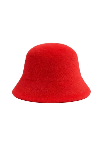 Uniquetrenders Kadın Soft Peluş Ayarlanabilir İpli Bucket Kova Şapka 2 Li Set Kırmızı - Ekru