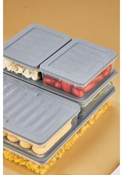 Multi Box 6 Parça 3 Farklı Boy Saklama Kabı Seti - Dondurucu & Mikrodalga Uyumlu Gri