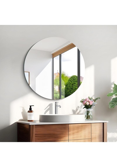 Yuvarlak Ayna, Dekoratif Ayna, Konsol Aynası, Hol Aynası, Dresuar Aynası 70çap 70 X 70 Gümüş