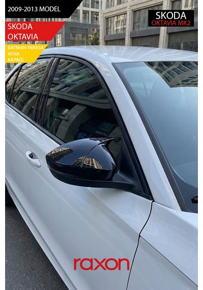 Skoda Octavıa Mk2 2009-2013 Batman & Yarasa Ayna Kapağı Parlak Piano Black Sport
