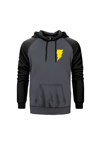 Black Adam Yellow Logo Gri Renk Reglan Kol Sweatshirt
