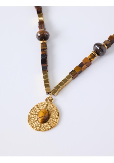 Jimmy Key Kahverengi Etnik Figürlü Taş Detaylı Kolye 6ww429711800
