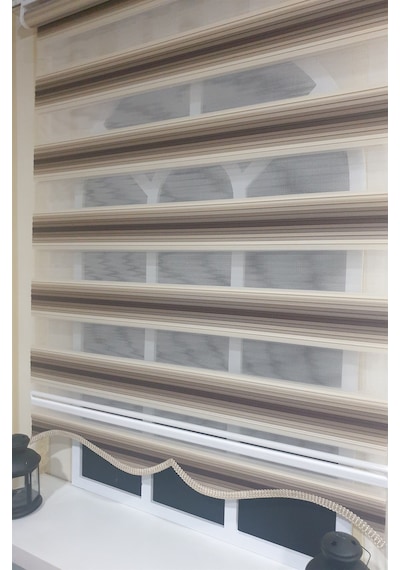 Zebra Stor Plise Renk Geçişli Kahve Etek Dilimli Stb 484