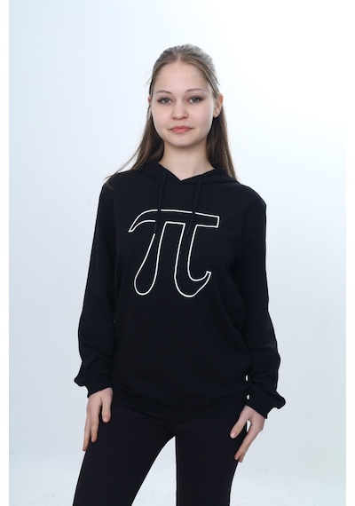 Toontoy Unisex Çocuk Pi Sayı Baskılı Regular Kapüşonlu Sweatshirt Siyah