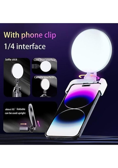 Şarjlı Led Selfie Video Kamera Işığı Tripod Uyumlu Ve Mandallı 30