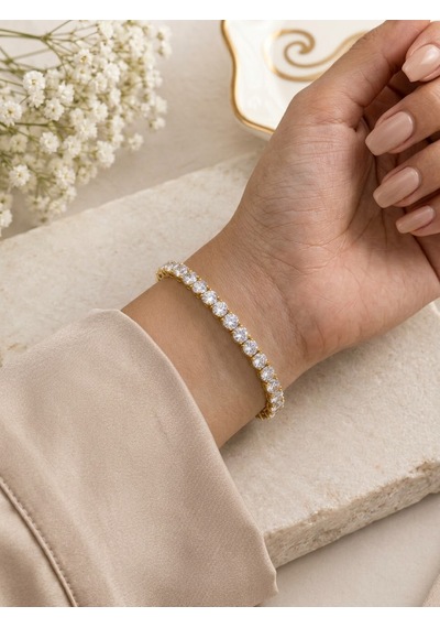 Kadın 4 Mm Su Yolu Çelik Bileklik Gold
