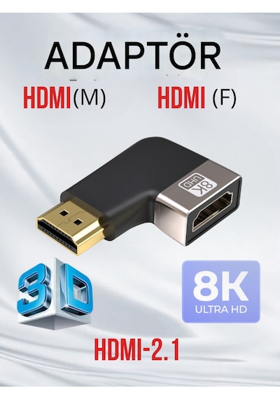 8k Destekli Sağ Açılı Hdmı Dönüştürücü 90 L Tipi Adaptör