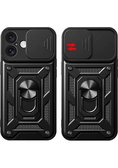 Zengemtx Newface Apple Uyumlu iPhone 16 Kılıf Pars Lens Yüzüklü Silikon - Yeşil