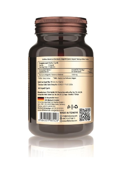 Berberin Berberis Vulgaris 1000 Mg 60 Capsules