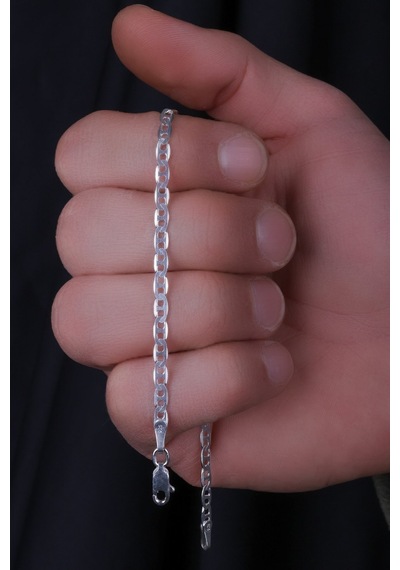 Encili Silver 925 Ayar Gümüş 5 Mm Barlı Figaro Model Zincir Bileklik Gümüş