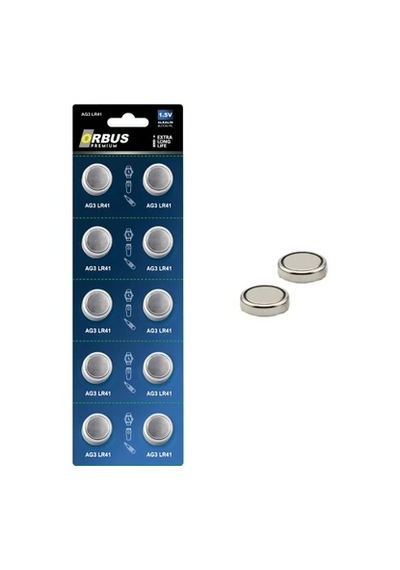 Orbus Ag3 Lr41 1.5v Alkalin Düğme Pil - 1 Paket 10 Pil