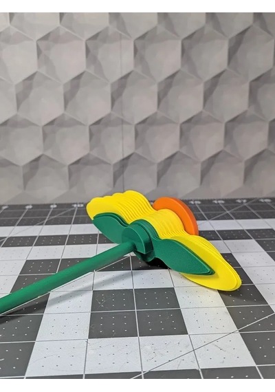 3d Baskı Ayçiçeği Yaprak Döndürücü Fidget Çiçek Stres Oyuncağı Masaüstü Fidget Sarı