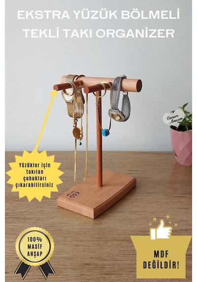 Takı Organizer Ahşap Takı Askısı 20 Cm Takı Standı Yüzük Kolye Askısı Takı ve Aksesuar Düzenleyici