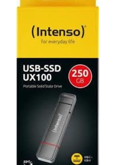 Intenso Ux100 Harici Ssd Stick Usb-c Ve Usb-a İle, Çift Bağlantı, 250 Gb