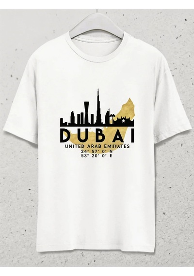 Dubai Skyline T-shirt Göz Alıcı Şehir Temalı Oversize Model Bey