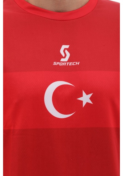 Sportech K0141 Türkiye Milli Takım Forması Tek Üst Tek Kelime Isim Ve Numara Yazılır Kırmızı