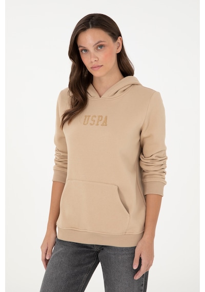 U.S. Polo Assn. Kadın Kum Basic Kapüşonlu Sweatshirt 50289536-VR085