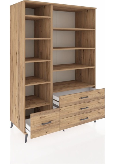 Kronos Dolap 9 Raflı 4 Çekmeceli 132x59x195 Çam-çam/çam Çam