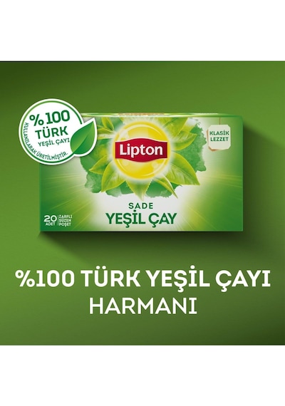Yeşil Çay Sade Bitki Süzen Poşet Çay 20li X 3 Adet
