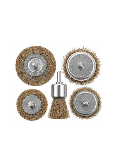 Kyrotech 5 Parça Matkap Tel Fırça Seti, Pirinç Tel Fırça Uçları, Pas Temizleme, Metal Yüzey Temizleme, 4500 Rpm Dayanıklı, Matkap Ve Havalı Alet Uyumlu