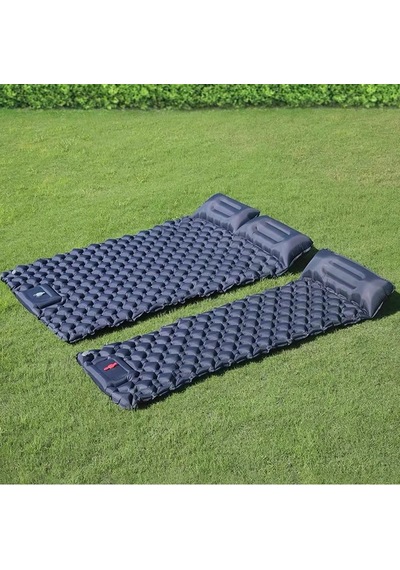 Ultra Hafif Kendinden Pompalı Şişme Kamp Yatağı 195x60x5 Cm Tek Kişilik Su Geçirmez Kamp Matı Dahili Pompalı Uyku Matı Lacivert