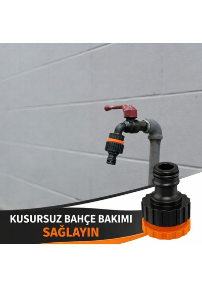 Musluk Adaptörü 1/2'' - 3/4'' Bahçe Sulama Musluk Ucu Bağlantı Aparatı 2 Adet Universal Uyum 1