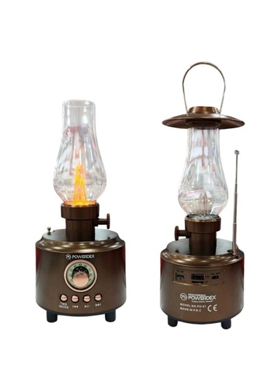 Powerdex Pd-81 Bluetooth Hoparlörlü Dekoratif Nostaljik Gaz Lambası Led Işıldak Kamp Lambası Usb Radyo Ses Sistemi