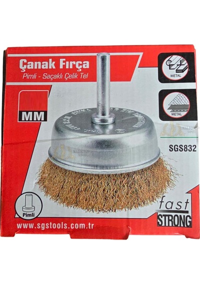 Sgs Pimli Çelik Tel Fırça - Saçaklı Çanak - 65 Mm. - 1 Adet