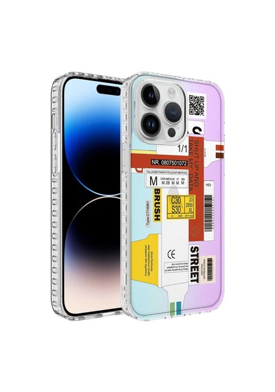 Apple Uyumlu iPhone 13 Pro Airbag Kenarlı Renkli Desenli Silikon Zore Elegans Kapak