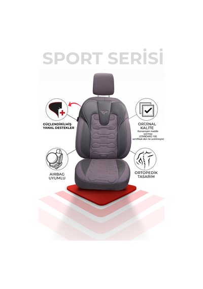 Füme - Füme Panda Sport Serisi Jakar Kumaş Oto Koltuk Kılıfı - Tam Set