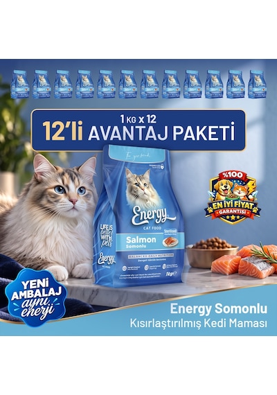 Somonlu Kısırlaştırılmış Kedi Maması - 12 Adet
