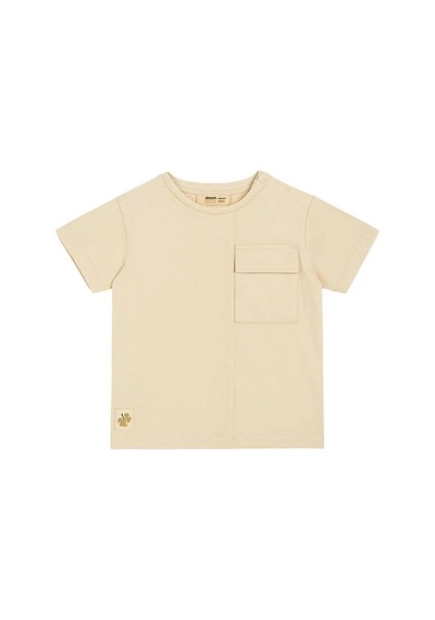 Çikoby Erkek Bebek Basic Cep Detaylı Tshirt-15856 Krem